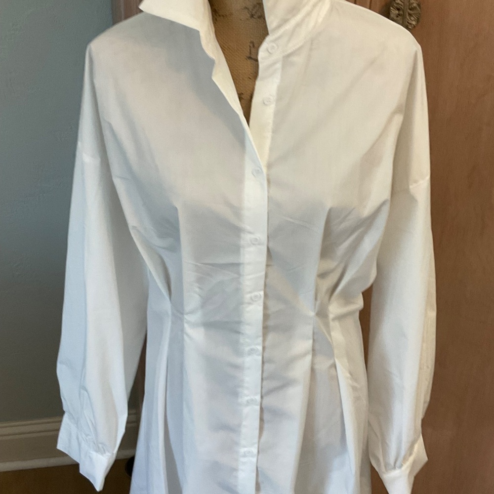 White Cotton shirt dress white Shirtdress size XL - Picture 9 of 13